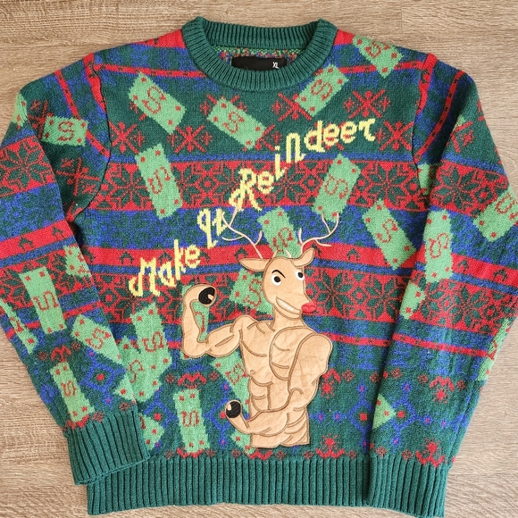 Ugly Christmas Sweater Make it Reindeer American Stitch XL - Picture 1 of 4